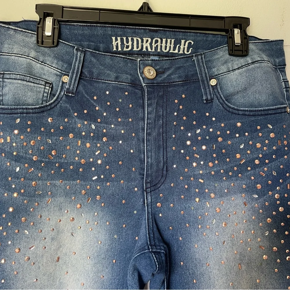 Hydraulic Nolita Curvy Women's Blue Studded Jeans, Size 14 - Picture 2 of 7